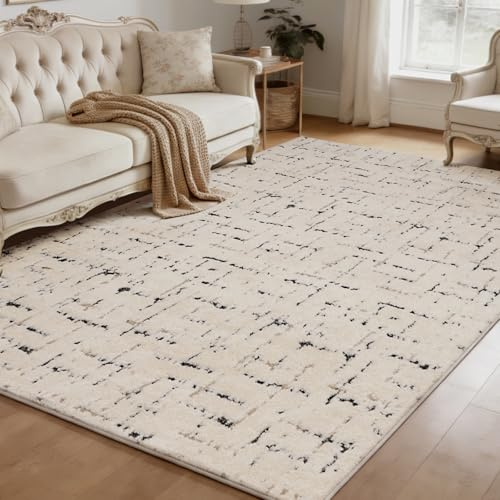 jxgzyy Fluffy Living Room Rug, Large Shaggy Beige Rug for Bedroom with Non-Slip Backing, 1 cm Super Soft High Pile Carpet for Kids Room, Jacquard Teddy Fleece Home Decor, 160 × 230 cm