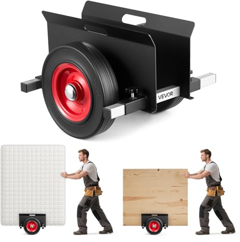 VEVOR Chariot à Panneaux, Charge 453,6 kg, Chariot Porte-plaques de Plâtre, avec Roues en Caoutchouc 25 cm, Pince Réglable, Adapté à Différents Terrains, pour Panneaux en Acier, Matelas, Portes, Noir
