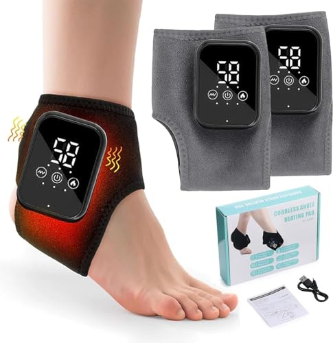 Elektrische Fußmassagegeräte, 3-In-1 Fußmassager, Foot Massager, Kabellose Fußmassagegerät mit 3 Modi und 5 Wärmestufen, Beheizbare Massageauflage für Füße Ferse für Männer Frauen (2stück)