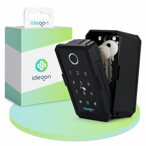 ideoon Smarter Schlüssel-Safe mit Fingerabdruck, PIN, Transponder-Karte, Bluetooth – Eine sichere Keybox für Haus, Büro & Ferienwohnung