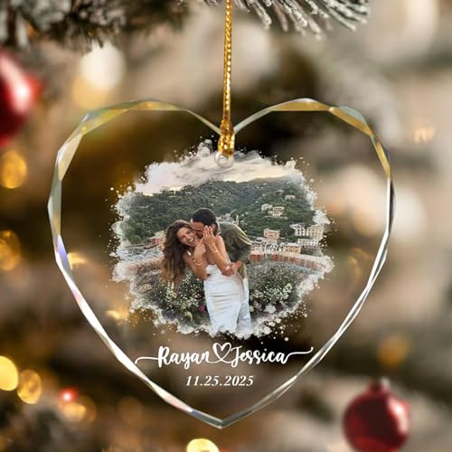 Personalisierte Weihnachtskugeln mit Foto Texte - Kristall Weihnachtskugel Personalisierte Geschenk für Paare, Familie, Freunde - Weihnachtsbaumschmuck Personalisiert Christbaumkugel Deko 2025