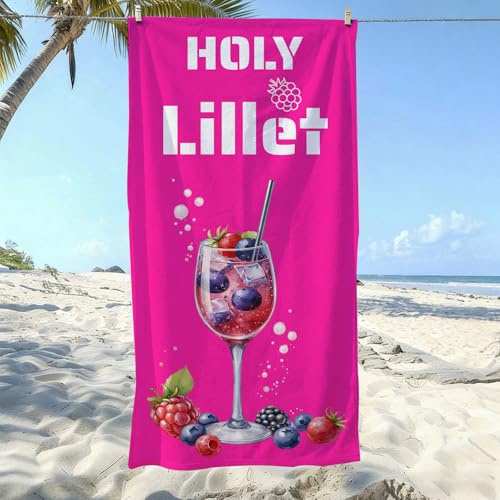 QijAOPD Holy Lillet Mikrofaser Handtuch 80x160cm, Lillet Strandtuch, Pinkes Strand Handtuch für Damen & Herren – Badetuch Strand & Pool, Lustige Lillet Geschenkidee für Frauen & Cocktail Fans