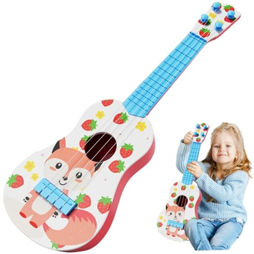 Ukulélé pour enfants, style dessin animé animal, 4 cordes pour débutants, avec instructions et médiators, guitare ergonomique en plastique pour enfants, style 2