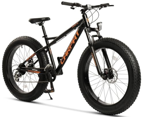 STAPERFO Mountainbike 26 Zoll x 4.0 – MTB mit 2x8 Gangschaltung & 80mm Federgabel | Fahrrad für Erwachsene | All-Terrain Fatbike mit Scheibenbremsen, Schwarz