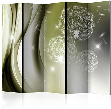 decomonkey Paravent Raumteiler Innen Pusteblume 225x172 cm 5 Teilig Beidseitig Room Divider Wall Raumteiler Stehend Trennwand Sichtschutz Spanische Wand Sichtschutzwand Wohnzimmer Holz Abstrakt