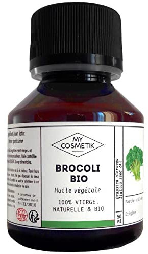 MY COSMETIK - Huile végétale de Brocoli - Cosmétique Biologique - 100% pure et naturelle - Fabriqué en France - Tonifie et renforce les cheveux - 50 ml