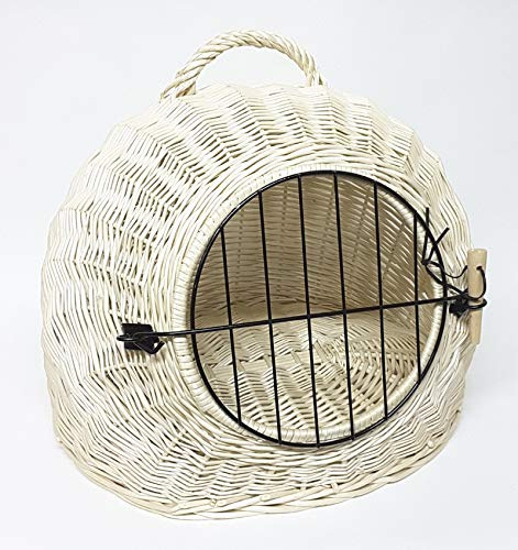 Tigana Korbhöhle Transportkorb Katzenhöhle aus Weide Weiß (45 cm ohne Kissen)