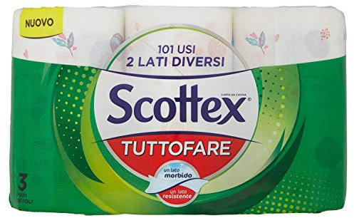 Scottex Tuttofare - Rollo de doble cara, 3 rollos de 520 g