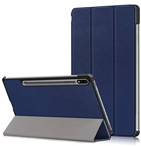 XFDSFDL® Étui pour Samsung Galaxy Tab S7 FE SM-T730/T733/736 (12,4 Pouces) Ultra Mince PU Cuir Housse Flip Coque Cass Motif avec Built Stand et Veille/Réveil Automatique Protection Cas Bleu Foncé