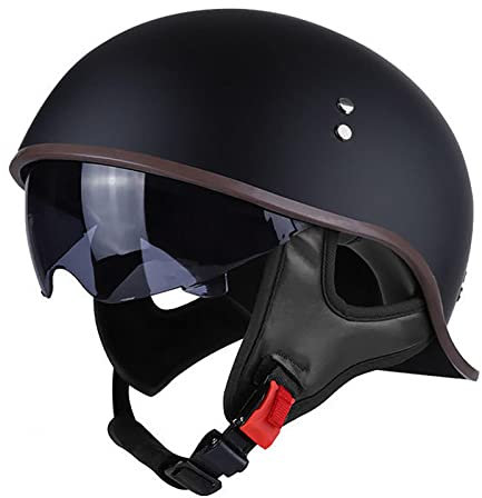 EBAYIN Casque Bol Demi-Casque Moto Vintage Harley Casque Demi Jet Coque Moto éLectrique Scooter Hommes Et Femmes é Quitation Casque Jet Cruiser Chopper Crash Helmet Homologué ECE,A-L=(59~60cm)