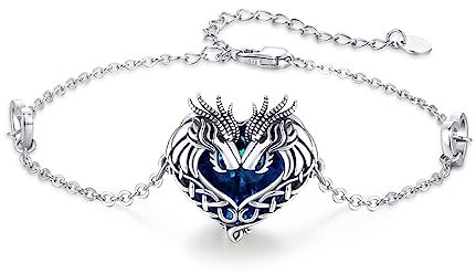 MEDWISE Keltische Drachen Armband S925 Sterling Silber Kristall Armband Verstellbar Herz Armbändchen Drachen Schmuck für Damen Mädchen Mama Geschenke