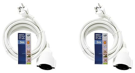 REV 0016030114 Verlängerung, Verlängerungskabel mit Winkelstecker 3m, 3680W, Weiss (Packung mit 2)