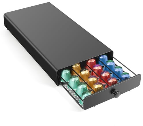 Victse Kaffee Kapselhalter für Nespresso von 40 Kaffeekapseln Aufbewahrung für Nespresso, mit Handhaben, Nespresso Kapselhalter Ständer, Kapselhalter Schubladenbox zur Aufbewahrung