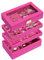 Seelux Portagioie, Impilabile, Organizer per Gioielli con Cassetto con Coperchio in Vetro, Divisori Rimovibili per Toletta, Idea Regalo per Ragazze e Donne (Rosa)
