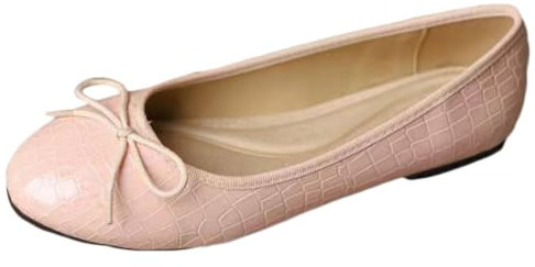 ticticlily Ballerinas für Damen Klassische Ballerinas Profilsohle Glänzende Paillette Flacher Schuhe Weiches PU Leder Komfortabel E1 Rosa 39 EU