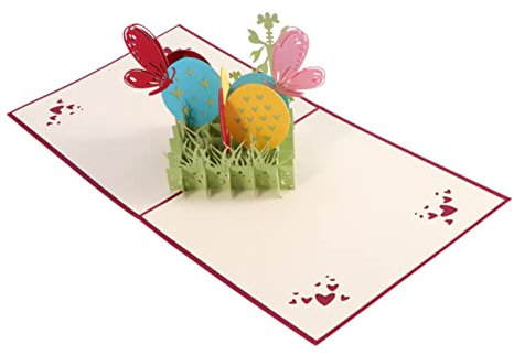 FUNOMOCYA Grußkarten Geschenkkarte Grußkarte 3D-Up-Karten Origami-Grußkarte Ostereier färben ostern zu ostern Ostergrußkarte Neujahr dreidimensional Papier geschnitten