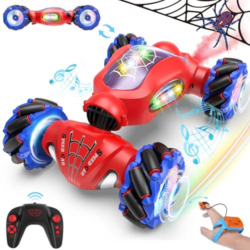 Fosgoit Remote Control Car Spider Auto for Kids Age 6-12 Years Old, Hand Controlled Gesture Sensing Stut Auto RC Car with Spray & Light, 4WD 2,4 GHz Birthday Gift for Boys Girls Age 6 8 10 12