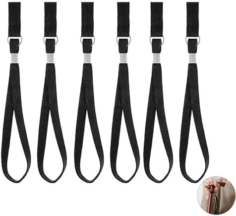 DALAETUS 6 Pièces Dragonnes pour Canne de Marche Kit, Sangles de Bâton de Marche Noires, Accessoires pour Bâtons de Marche, oucle de Poignet pour Canne pour un Meilleur Support