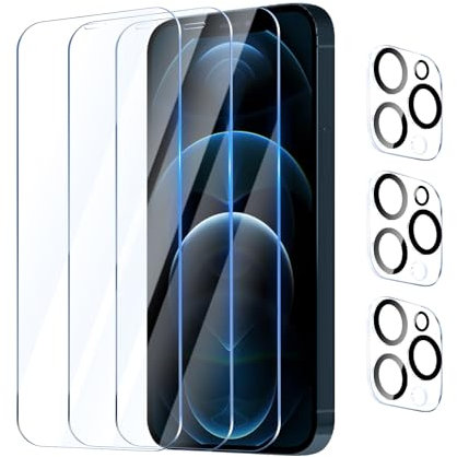 YUXINDZ 3 Pièces Verre Trempé pour iPhone 12 Pro Max avec 3 Pièces Caméra Arrière Protecteur, Protection Écran Film Vitre Protection Anti Rayures, Sans Bulles, Dureté 9H, HD Glass
