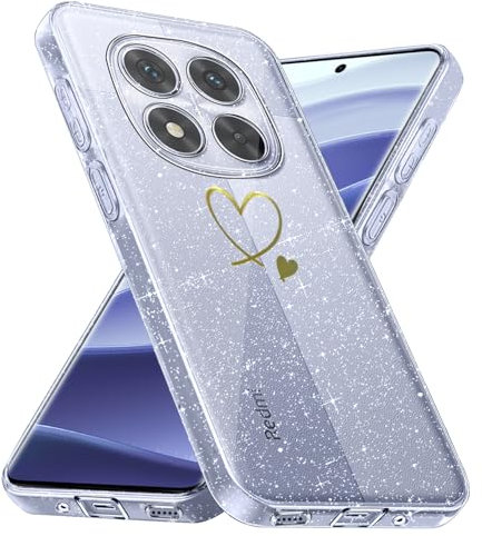 Handyhülle Kompatibel mit Xiaomi Redmi Note 14 Pro 5G/ Note 14 Pro Plus 5G/ Poco X7 5G (Nicht für 4G), Weich TPU Anti-Fingerabdruck Hülle, Glitzer und Absturzsicherung Schutzhülle (Transparent)