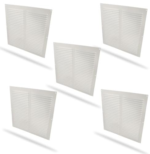 Amig - Confezione da 5 Griglia Quadrata in Alluminio con Zanzariera | Griglie di Ventilazione per presa d'Aria | Ideale per Soffitto Cucina e Bagno | Dimensioni: 300 x 300 mm | Colore: Bianco