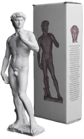 GINGERSHOPONLINE Statua del David di Michelangelo, Riproduzione Artistica, Disponibile in 4 misure, con Scatola e Certificazione (20cm - 7,87)
