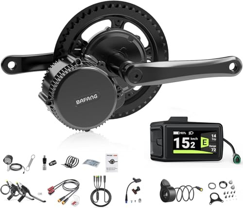 BAFANG Mittelmotor 48V 750W mit 8fun DPC080 Mehrsprachig Anzeige Elektrofahrrad-Umrüstsatz Mittelantrieb,BBS02B Mittelmotor-Kit für Mountainbike, DIY eBike Pedelec Kit CAN Protokolle