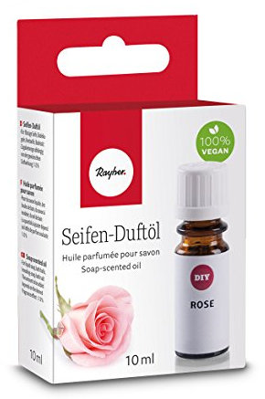 Rayher 34252000 Hobby Seifen Duftöl (100% vegan, in Glasflasche mit Kindersicherheitsverschluss, hautpflegende und wohltuende Wirkung) Rose, 10 ml