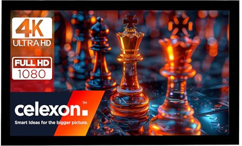 celexon Basic Écran de Projection sur Cadre 90 | 200x113 cm 16:9 | 4K Full HD 3D | Écran à Structure pour Le Home Cinéma | Toile tendue pour Une Excellente planéité | écran pour Montage Mural