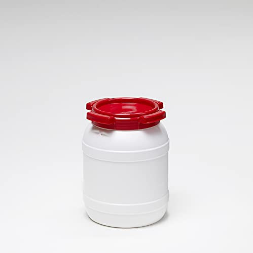 Curtec 6 Litre Waterproof Airtight Storage Keg Drum Barrel - HDPE Food Grade Material - Red Lid / White Base