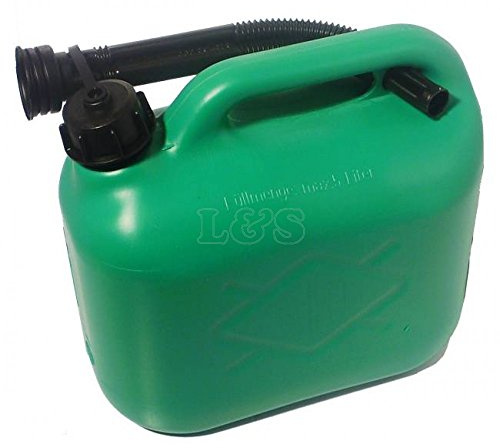 Plastic Fuel Cans, Size: 5ltr, Colour: Green - Complete with Flexi Spout