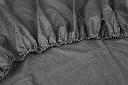 Kayori Shizu Perkal Splittopper Boxspringbettlaken 12cm Steg Größe 180x200cm Farbe Anthrazit Uni Einfarbig Topper Baumwolllaken Betttuch Percale-Baumwolle Spannbetttuch Boxspringbett