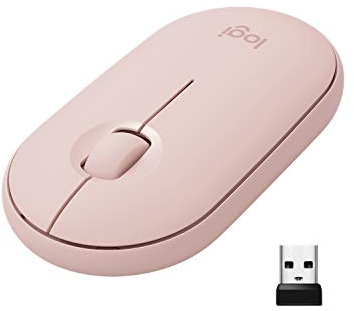 Logitech Pebble Wireless Mouse with Bluetooth or 2.4 GHz Receiver - Pink Rose