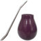 Gaucho Bruno Yerba Mate - Ensemble de Gourde et Paille - Tasse en Céramique, Paille Bombilla en Acier Inoxydable - Kit pour Boisson Maté Bio et Réutilisable – Maison et Voyage – 400ml - Pourpre
