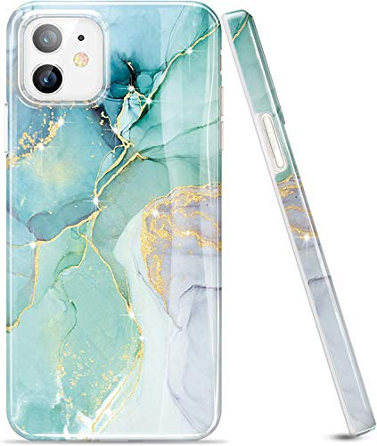 luolnh Compatible with iPhone 12 /12 Pro Case, Marble Design Shockproof Silicone TPU Bumper Case for iPhone 12 /12Pro 6.1 Inch 2020 - Abstract Mint