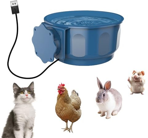Enjoying Hängender beheizter Wassernapf für kleine Haustiere, 600ml für Hauskatzen, Welpen, Kaninchen, Küken, isolierter Wassernapf Futternapf, USB-Stromkabel, einfach zu montieren und zu verwenden
