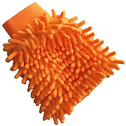 Dkings Auto-Waschhandschuh Mikrofaser Reinigung Handschuh Weich No Scratch Chenille Handschuh für Küche - Autowäsche & Farbe (Orange)