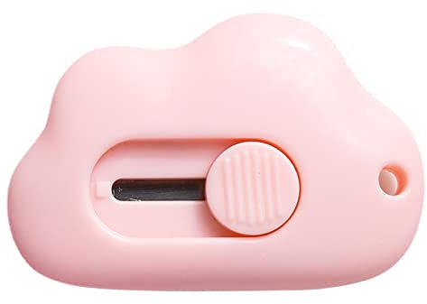 M/N ////N Couteau Utilitaire Ouvre-Lettre Cutter, Portable KN Papeterie Cutter en Forme Nuage pour Porte-clés, Bleu, Blanc