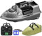 Karpfenfischen RC Köderboot Futterboot mit GPS Angeln Köder Boot,Angelköderboot mit 3 Trichter, Fischfind Boot,Ersatzakkus,Handtasche (Kohlenschwarz Boot)
