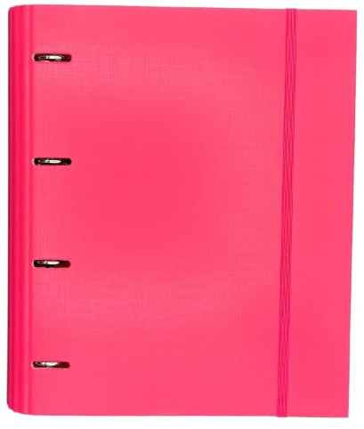 Raylu Paper® - Ordner 4 Ringe mit 5 farbigen Trennwänden und Ersatzteilen für 100 Blatt A4 90 g mit 4 x 4 mm, Ordner mit 4 Ringen 30 mm, Radosystem, 60 mm Rückenbreite (Dunkelrosa)