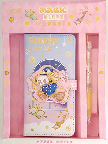 Shulian Panda Kinder Notizbuch Set, MädchenTagebuch Set mit Stift, H6 Kindertagebuch, mini Notizblock klein bunt abschließbar, Schreibwaren Set, Schulkind Geschenk Rosa