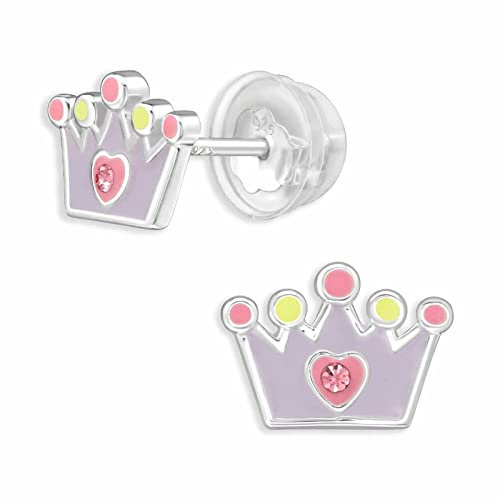 Monkimau Prinzessin Krone Ohrstecker Ohrringe aus 925 Silber Schmuck Silberohrringe Medizinisch für Kinder Mädchen Damen Frauen