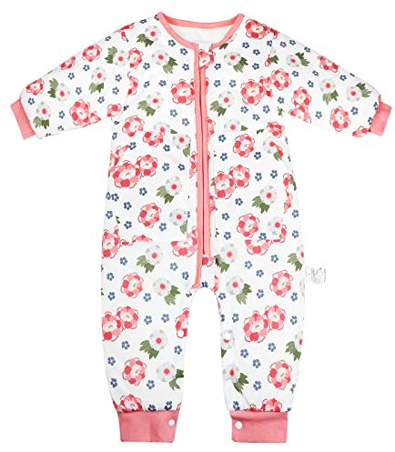 MOEMOE BABY Thermostatisch Schlafsack mit Füßen 2.5 Tog Winter Schlafsack mit Beinen Unisex Babyschlafsack, Blume S