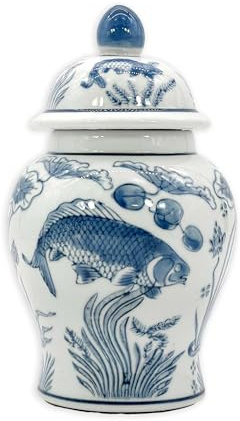 20,3 cm Keramik-Ingwerglas mit Deckel – klassischer chinesischer Stil, Porzellan-Glas, Tee-Aufbewahrung für Heimdekoration, dekorativer Tafelaufsatz, Vintage-Akzent, antike Vase, Jingdezhen