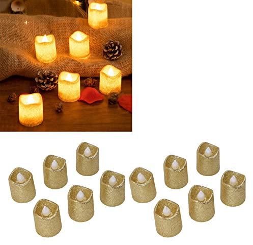 12 Stücke LED Teelicht Golden Warm Flameless Candle für Weihnachten Birthday Party