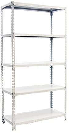 PROREGAL Metallregal Big Metal Shark mit Metallböden | HxBxT 200x120x40cm| Fachlast 200kg | Weiß Schwerlastregal Metallsteckregal Lagerregal Werkstattregal Kellerregal