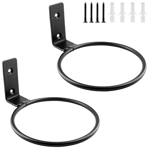 Jiozermi Lot de 2 anneaux de support de pot de fleurs de 12 cm - Support mural en métal noir mat à suspendre