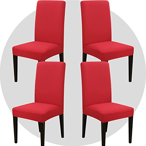 ZHILING Stuhlhussen Bezüge Set von 4 Super Fit Stretch abnehmbare waschbare Esszimmerstuhl Protector Cover Sitzbezug für Hotel, Esszimmer, Zeremonie, Bankett Hochzeitsfeier(Rot)