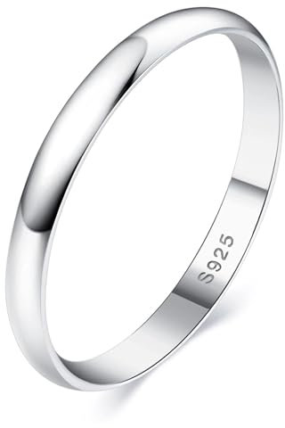 YADOCA 2MM Ringe Silber 925 Damen Klassische Hochglanzpolierte Sterling Silber Verlobungsring Band Daumenring Ewigkeitsringe (mit Geschenkbox) Größe 57