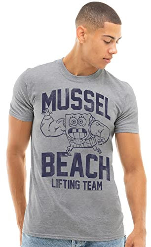 Cotton Soul Spongebob Squarepants Mussel Beach Unisex T-Shirt Heather Grey, grau meliert, M